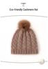 2025 Cashmere Women's High-End Cable Knit Pom-Pom Hat - Autumn/Winter