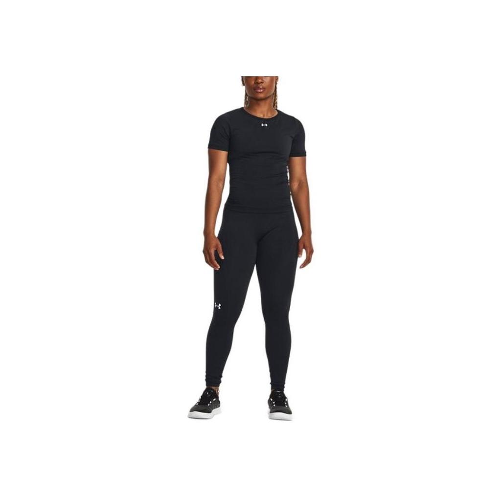 Under Armour Slim Fit Solid Color Crew Neck Short Sleeve Regular T-Shirt Women Tops Black 1379149-001