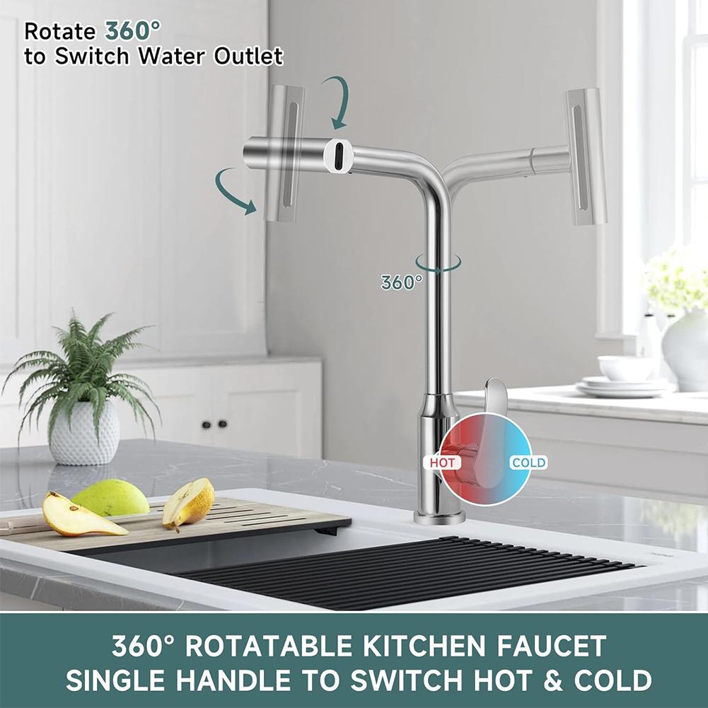 360 Degree Multifunctional Swivel Faucet Kitchen Sink Faucet 4 Modes Hot and Cold Water Faucet for Kitchen Bathroom