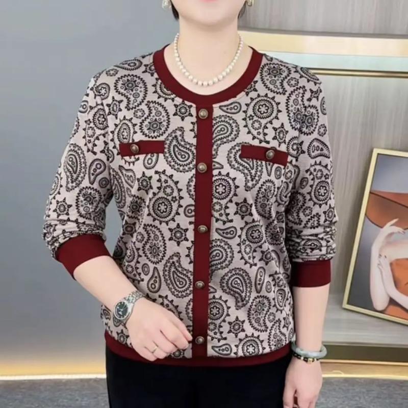 Women S Loose Fit Round Neck Long Sleeve T Shirt For Middle Aged Moms