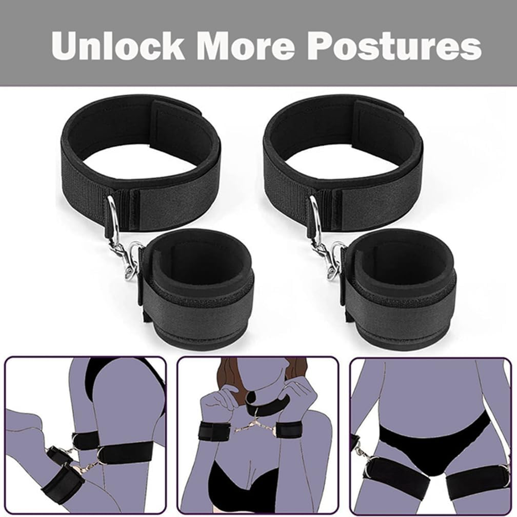 Sex Ropes and Restraints Bed Bondaged Straps Bed Chair BDSM Toys Sweater | Bed Tied up Sex Resistance Bands with Ankle Strap Door Frame Sex Cuff