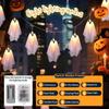 10LED Halloween Ghost Decorations with Remote Control String Lights Spooky Holiday Ornaments for Indoor Outdoor Porches Yards Gardens Lawn Party