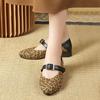 Autumn New Temperament Retro Leopard Print Single Shoes Women's Flat Bottom Shallow Mouth Pointed Head One-word Buckle Mary Jane Women's Shoes
