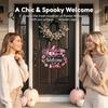 3D Floral Pumpkin Wall Art Halloween Ghost Wooden Welcome Door Hanger Sign, Cute Ornament with Bell Durable Sign for Porch Hanging Rope, Decor Indoor