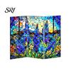 Colorful Folding Screen Mini Decorative Stained Glass Effect 3 Panel Divider Acrylic Desktop Office Desk Decoration Ornament for Home Living