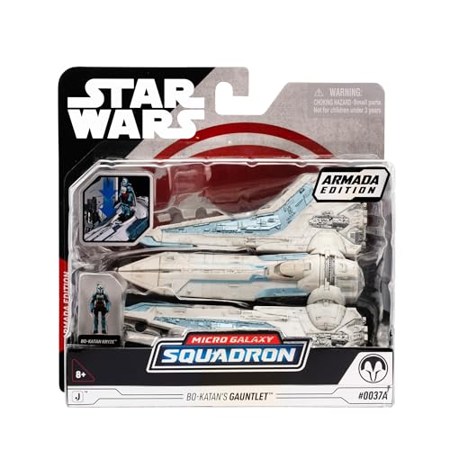Star Wars Micro Galaxy Squadrons Bo-Katan's Gauntlet Fighter (Armada Edition) - 5-inch Vehicle with Rotor Blades and 1-inch Microfigure Accessories.