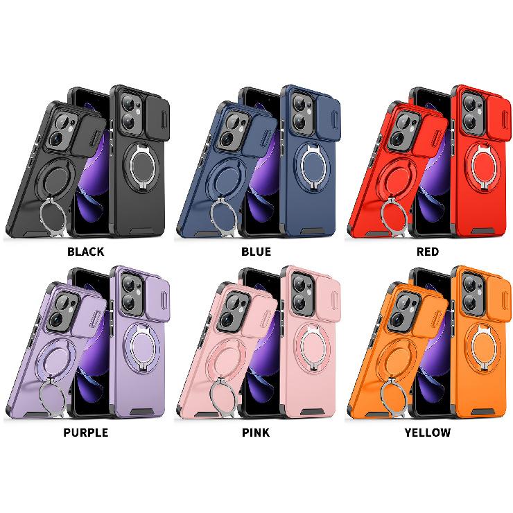 For OPPO A5/A3X Case, Magnetic Camera Cover Phone  Case Cover with 360° Rotating Ring Holder for OPPO A60 5G