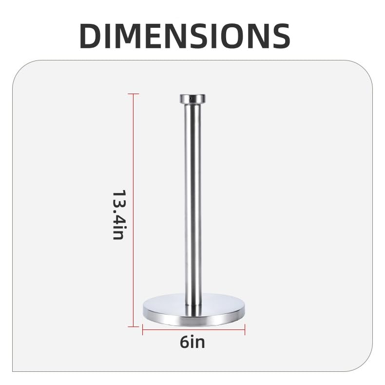 

Kitchen Roll Paper Towel Holder Countertop Paper Towel Holder with Weighted Base for Kitchen & Bathroom Stainless Steel серебряный