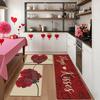 VIKAMA Valentine's Day Floral Heart Kitchen Rug Soft and Comfortable Bedroom and Hallway Rug Entrance Doormat Home Decor