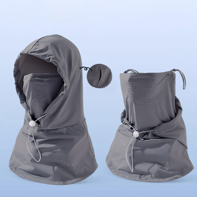 UPF 50+ Solhatt med Ansiktsmask och Nackskydd Andningsbar Isilke Helansikts Solskyddshatt för Körning Utomhusaktiviteter
