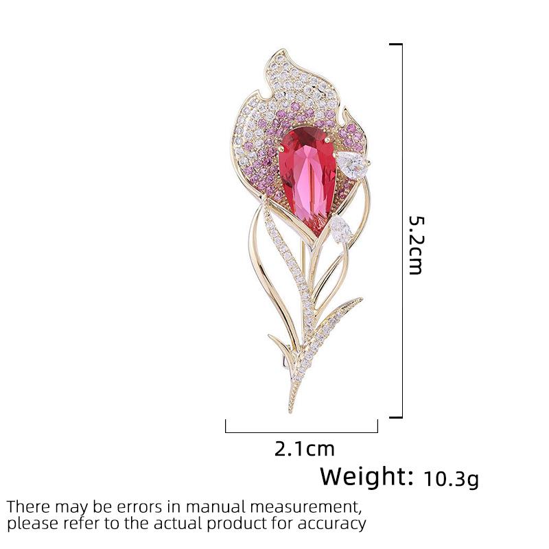 Dam Lätt Lyx Design Elegant Inlagd Zirkon Blomma Brosch Trendig Och Mångsidig Nisch Designkänsla Brosch