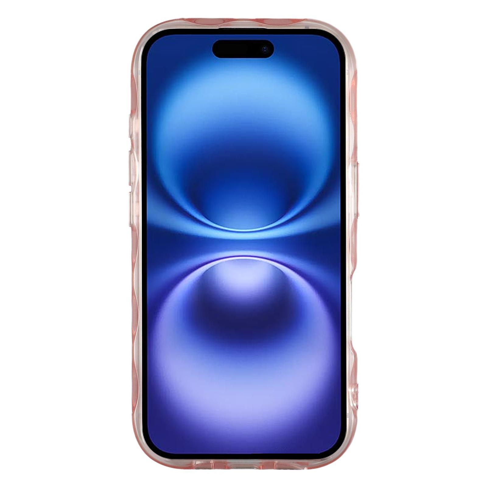 

For iPhone 16 Case Inner Wave Pattern TPU+Acrylic Phone Cover Beige