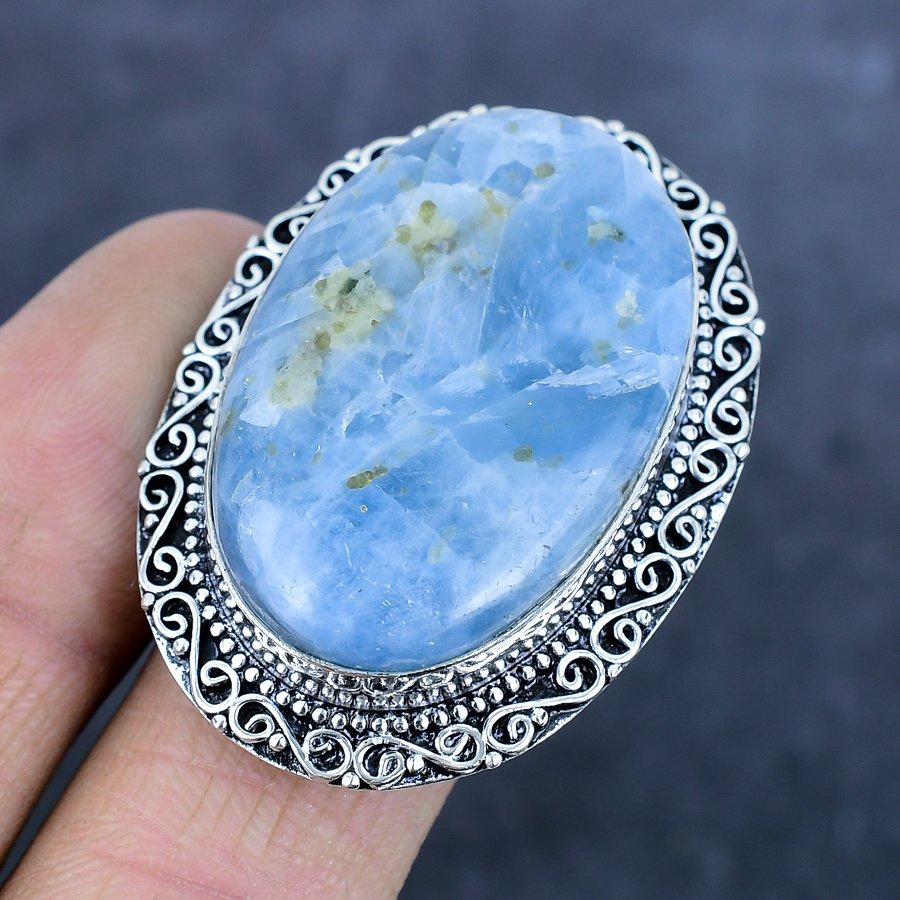 Aquamarine Handmade 925 Sterling Silver Jewelry Ring Size 9.5 L3R77