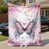 1 Stück Flügel Herzen Outdoor Flanelldecke Weich Warm Ganzjahresdecke für Sofa Bett Auto Camping Büro, Gemütliche Geschenkidee1190S