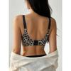 Womens Leopard Print Seamless Push Up No Wire Bra For Plus Size