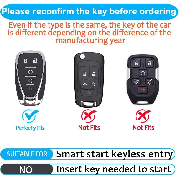 Tukellen for Chevrolet Key Fob Cover Special Soft TPU Key Case Key Shell Compatible with 2016-2024 Chevy Blazer Bolt EV Camaro Cruze Equinox Malibu