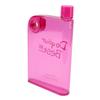 Bouteille d'eau plate fine 420 ml avec couvercle Mug de voyage portable Bouteille en plastique réutilisable Trou rond Rose