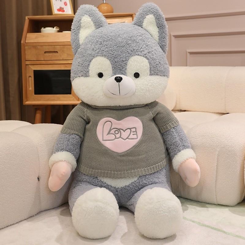 Dog Plush Husky Toy Pillow Animal Stuffed Doll Bedroom Decoration Kids Gift