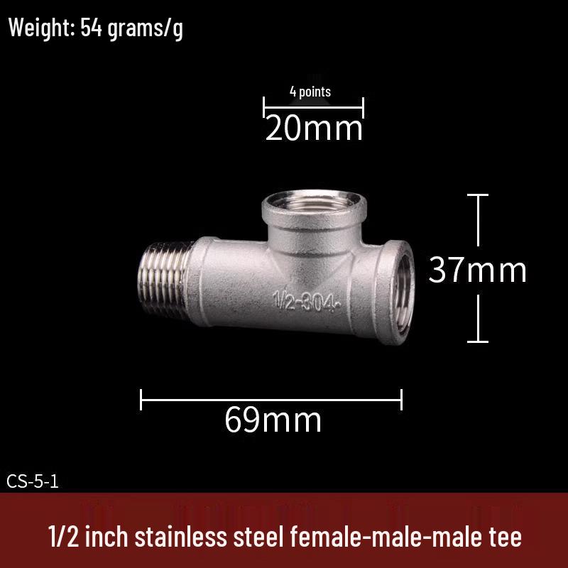 304 Stainless Steel Tee Elbow Water Pipe Fittings with Male/Female Threads