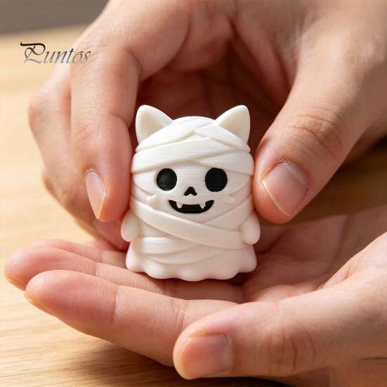 Gift for Cat Lovers 3D Printed Mummy Figurine, Cute Bandaged Kitten Statue Halloween Tabletop Small Animal Decoration, Compact Sculpture with