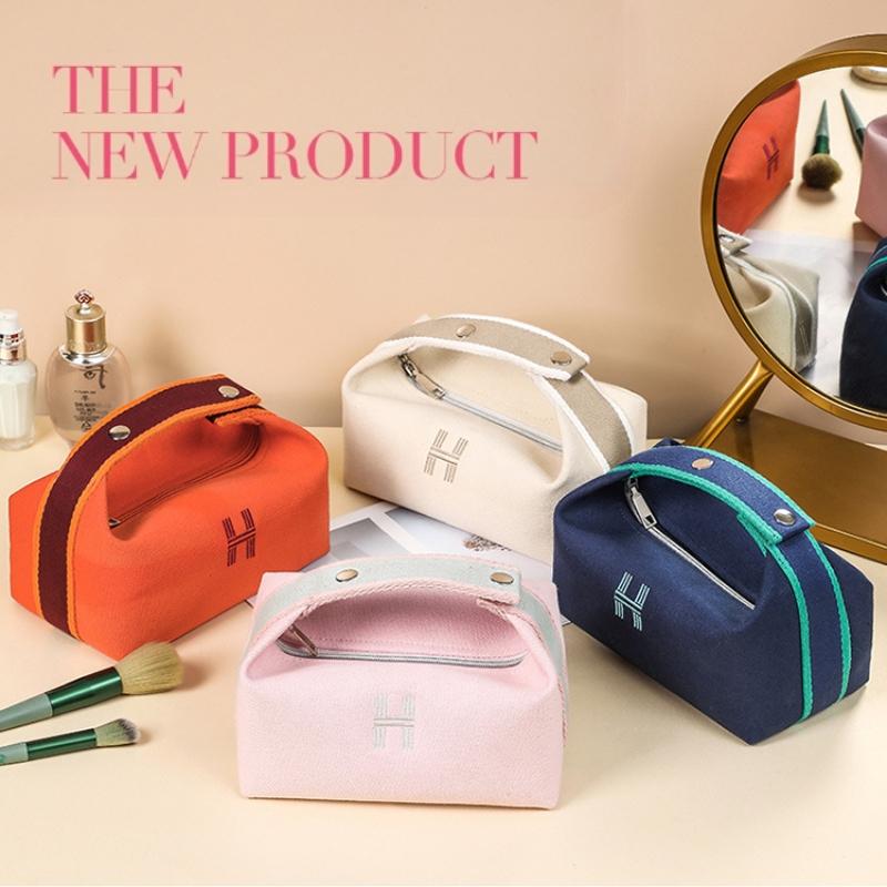 Ladies Portable Cosmetic Bag Fashion Canvas Waterproof Dustproof Washing Bag Simple Portable Storage Bag Makeup Pouch