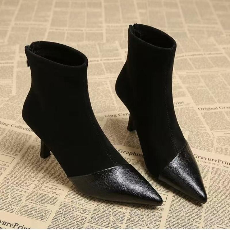 Fashion Ankle Boots Women Chunky Mid Heels Suede Shoes Woman Pointed Toe 2025 Trend Winter New Goth Walking Snow Chelsea Botas De Mujer