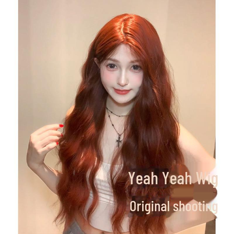 Yeye Wig: Celebrity-Inspired Middle Part Long Curly Lace Wig In Caramel Orange Brown