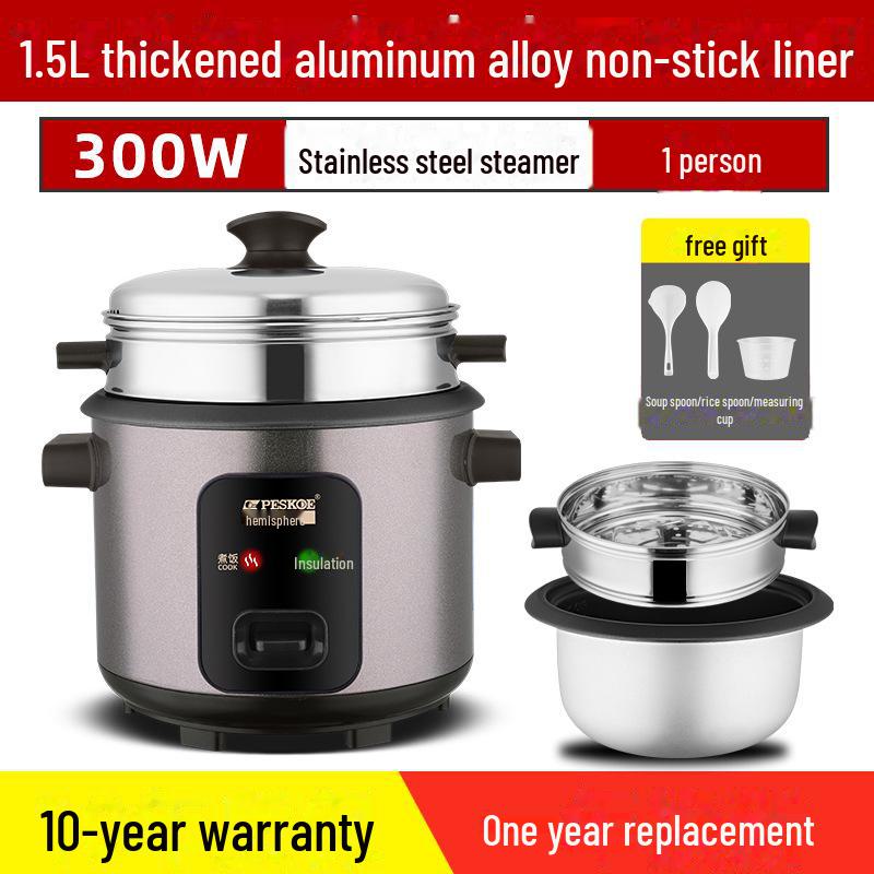 Compact Electric Rice Cooker, 5L Non-Stick, Serves 1-4, Classic Design for Small Households