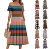 Ladies' Plaid Printed Casual And Fashionable Short Sleeved Round Neck Dress