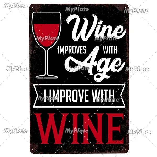 WINE Metal Sign Vintage Plaque Tin Sign Plate Wall Decor For Bar Club Man Cave Wine Kiln Art Painting Alcohol Poster