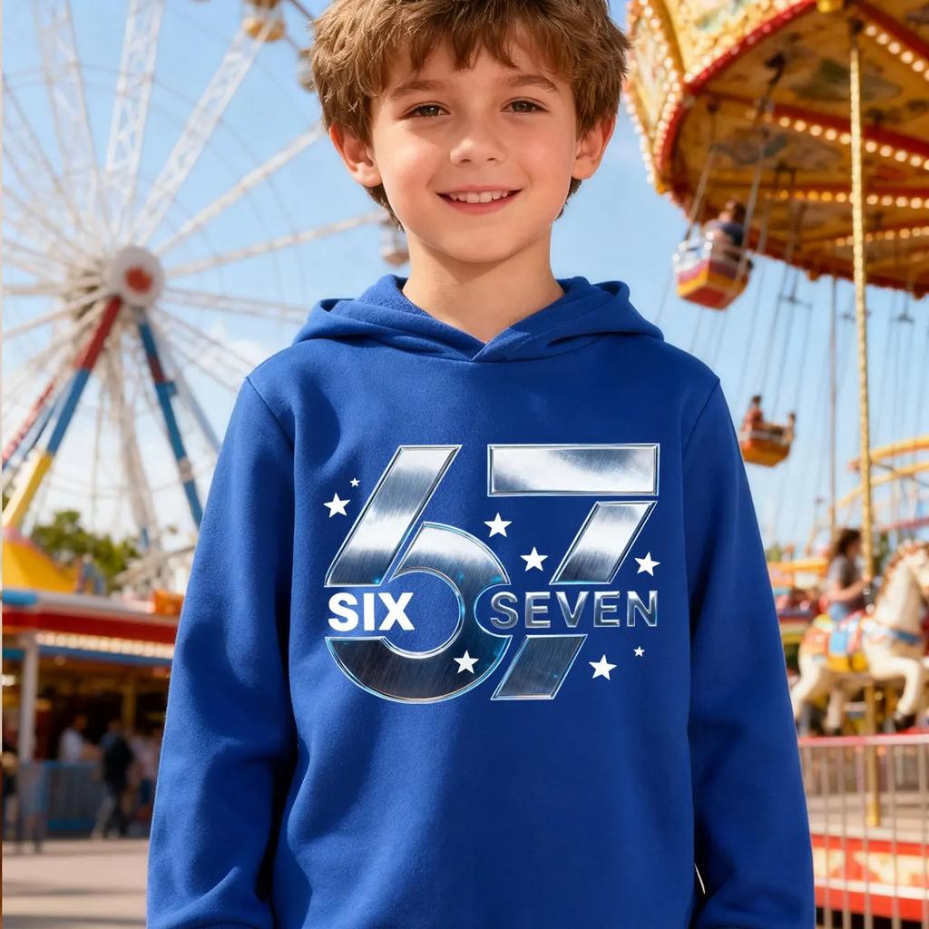 Felpe con Cappuccio Divertenti Cartoni Animati 67 Sei Sette Bambini Primavera Autunno Ragazzo Moda Magliette Top Casual Tendenza Ragazza Felpe con Cappuccio