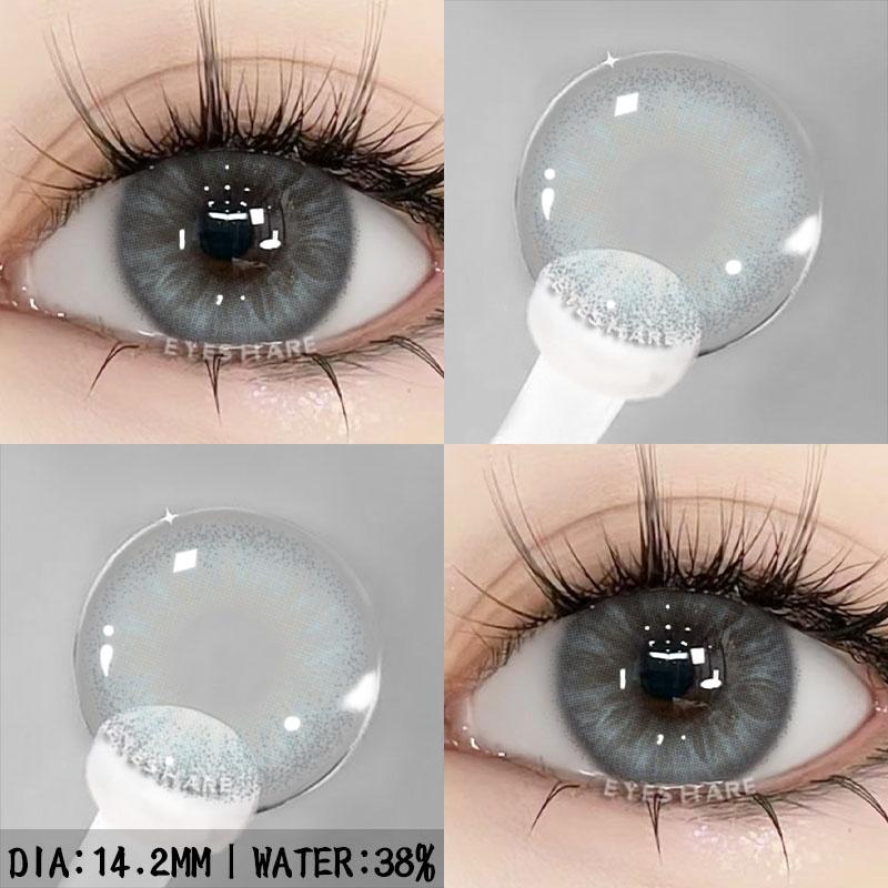 1pair Gray Color Contact Lenses For Eyes Colored Lenses Blue Lenses Natural Colorful Brown Contact Lenses Yearly Use