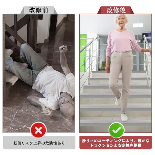 L-Shaped Stair Step Anti-Slip Tape, Easy to Apply, High-Density Rubber, Strong, Self-Adhesive, Indoor and Outdoor Use, Fall Prevention, Safety Measure
