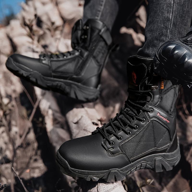 Classic Men's Motorcycle Boots Summer Outdoor Hiking Climbing Shoes Wear-resistant Non-slip Boot Lace-up High Top Shoe