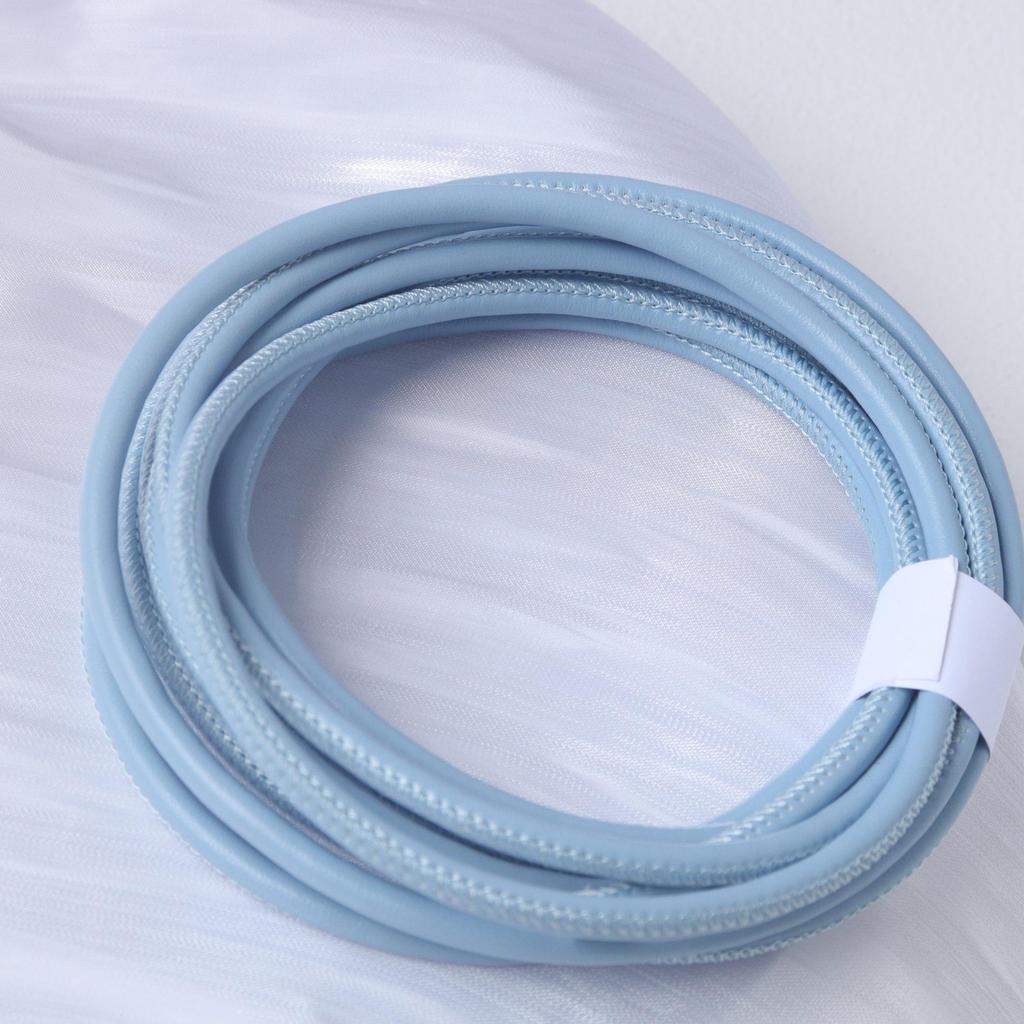 PU Leather Round Handle Strap with Lock Edge Stitching - DIY Traction Weaving Ornament E18