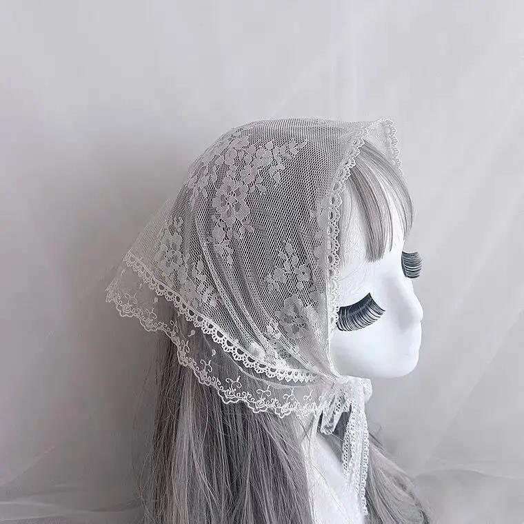 Lolita Cap Maid Cosplay Vintage Lace Bonnet Ruffled Hat Women Girls Pumpkin Cap Lace-up Adjustable Hat