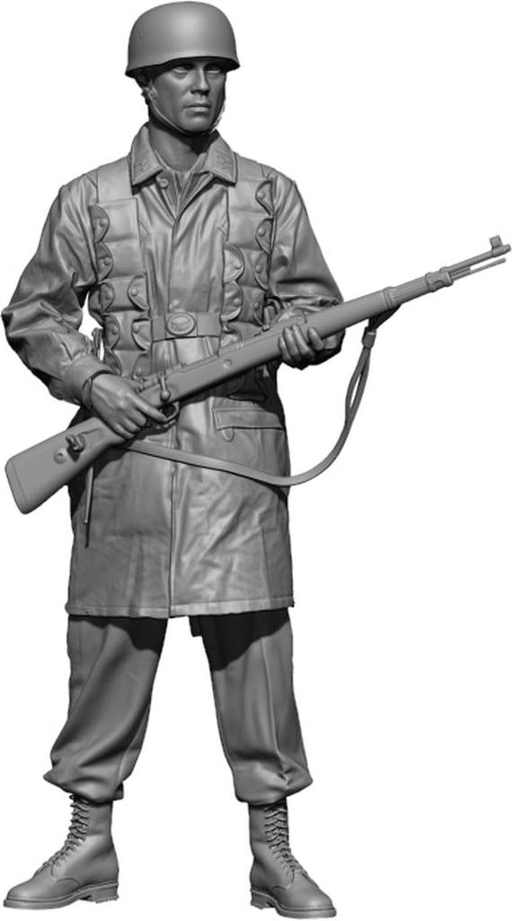 H3 Model WW2 German Rifleman Holding a Gun Resin Kit HS24088 1/24 Fallschirmjäger #3 (person)