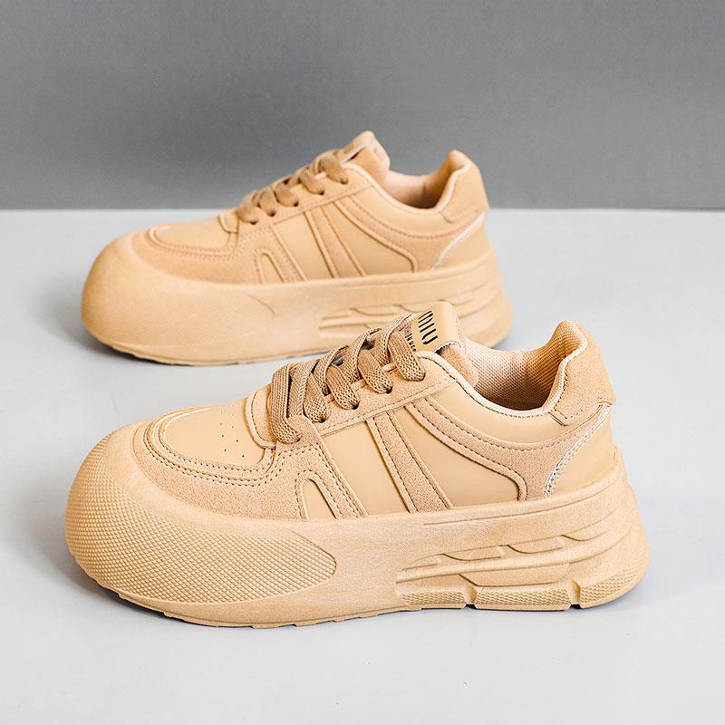 Fashion Women's Thick Sole Sneakers Simple Design Shoes Comfortable Lace-up Sneakers Fashionable Casual Running Tennis Sneakers