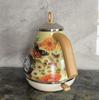 Floral Painted Electric Kettle with Vintage Dial Thermometer Heater 1850W SUS304 LED 1.7L automatic shut-off and dry boil protection