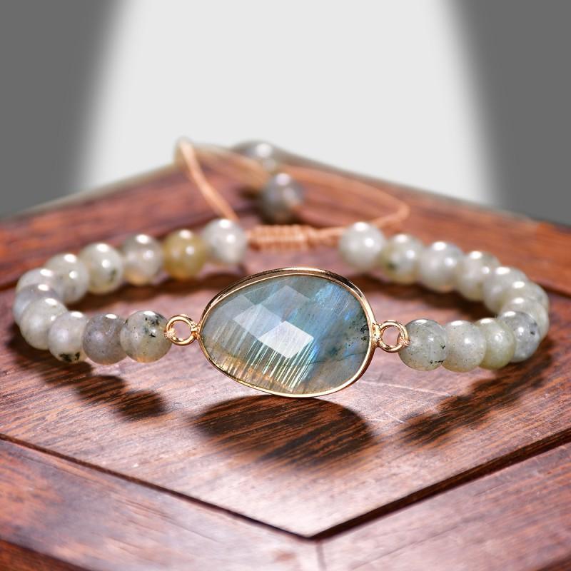 Handmade Natural Stone Bracelet Women Adjustable Crystal Beaded Wristband Fresh Sweet Style Jewelry