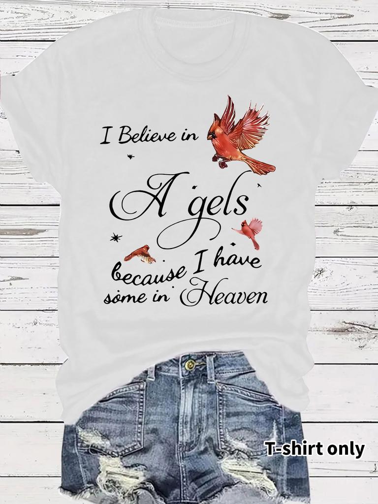 Damen Neues Sommer Rundhals Kurzarm T-Shirt Inspirierender Slogan-Druck Bequemes T-Shirt