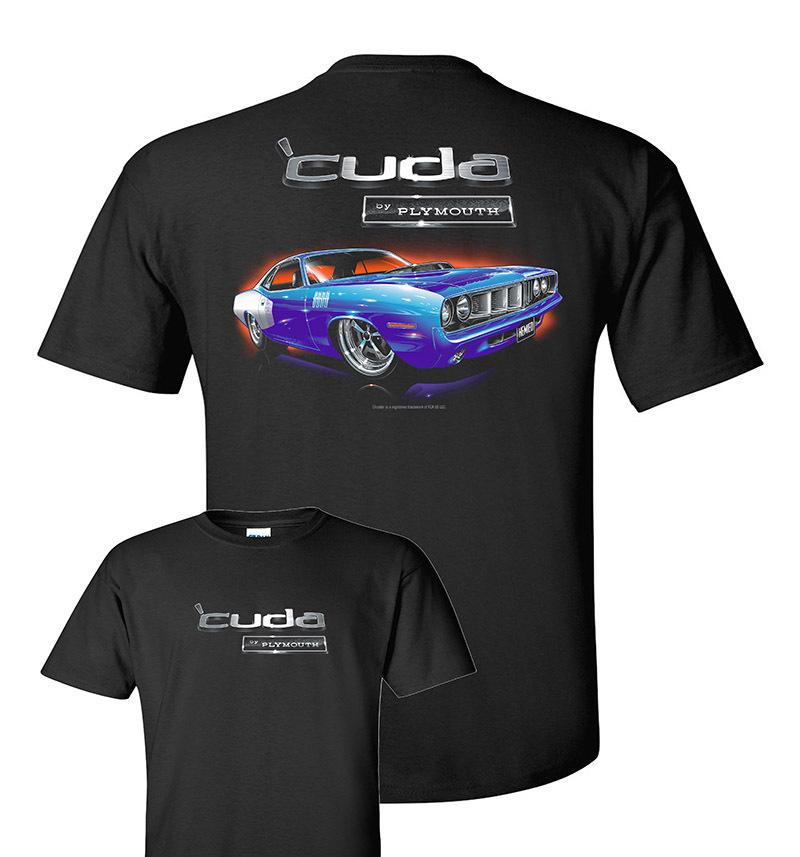 Blaues 1971 Plymouth Cuda & Logo Emblem Unisex T-Shirt