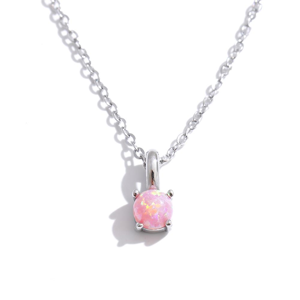 Yhpup 3 Color Stainless Steel Natural Opal Stone Pendant Necklace 2026 New Arrival Exquisite Chic Collar Jewelry Gift  Wholesale