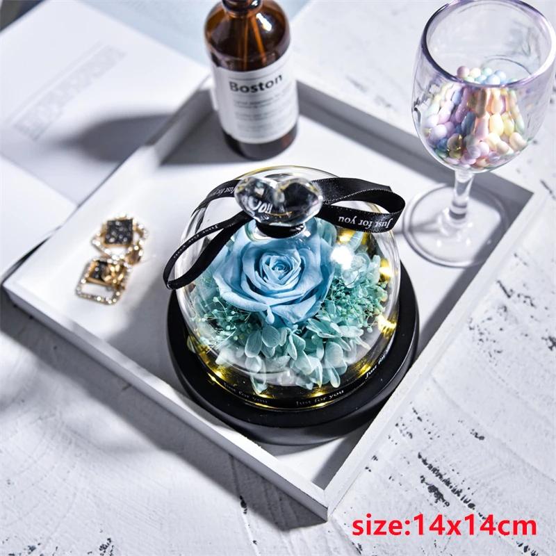 Valentines Day Gift for Girlfriend Eternal Rose LED Light Flower In Glass Cover Mothers Day Birthday Party Wedding Decoration