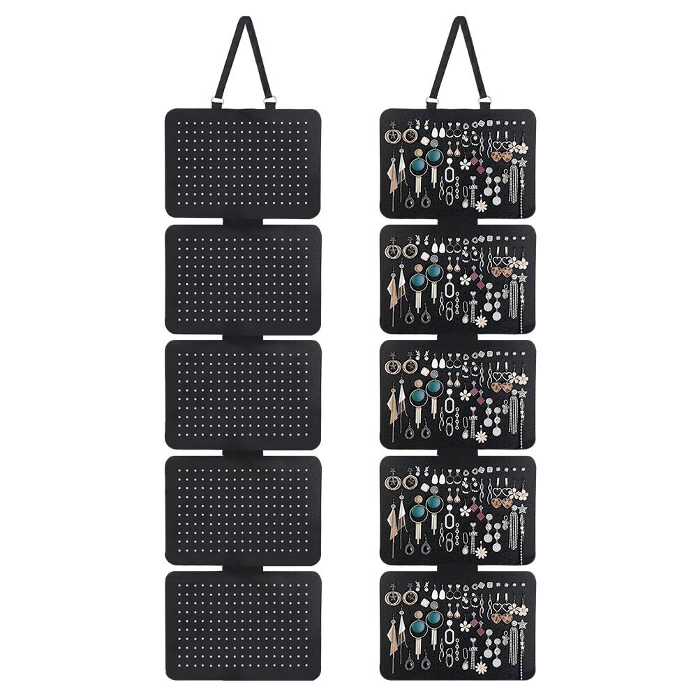 Felt Jewelry Hanging Organizer Wall Mounted Necklaces Earrings Large Capacity Storage Holder Women Girls Bedroom Door Back Rack