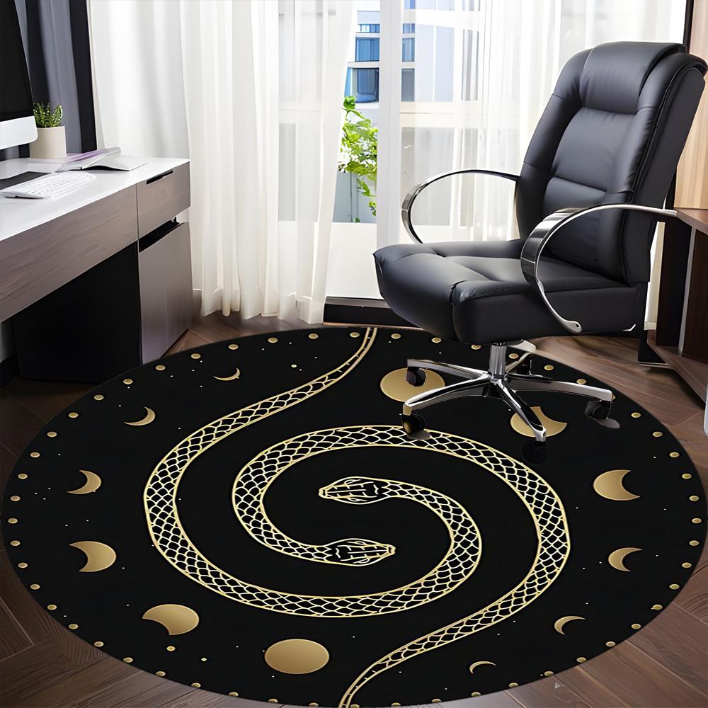 1pc Serpent Moon Phases Office Round Area Rug, Indoor Mat Suitable For Office, Under Office Chairs Bedroom Living Room Home Decor, Room Deco 172