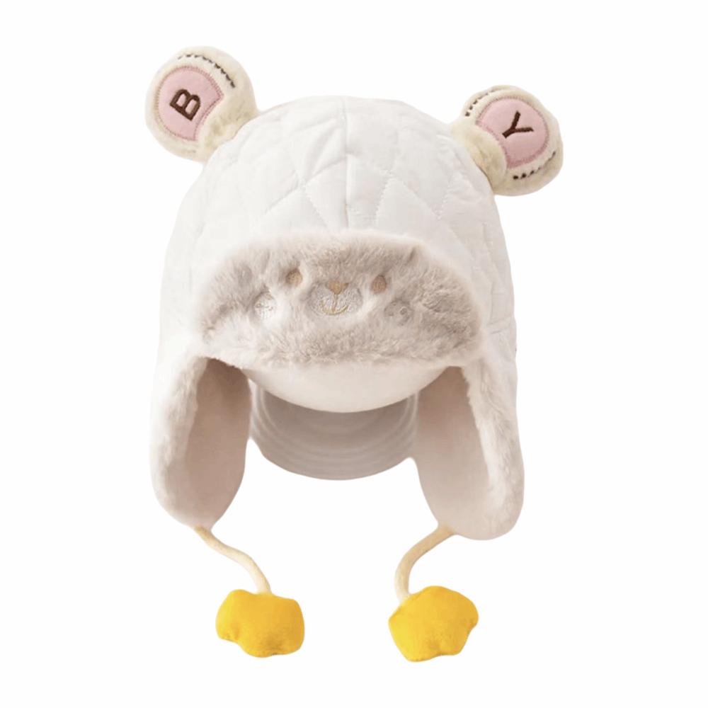 Windproof Cartoon Bear Baby Hat Plush Trendy Baby Beanie Cap Cute Earmuffs Toddler Cap  Gifts