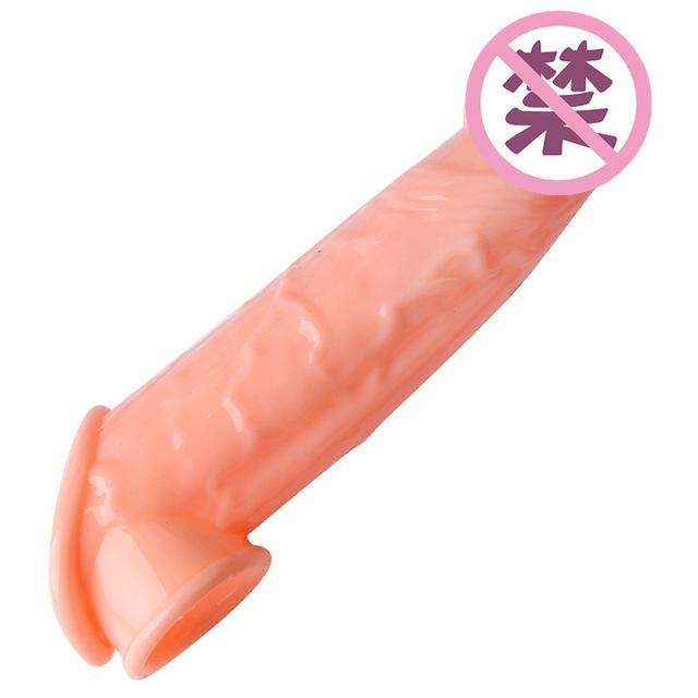 Penis Extender Cock Rings Reusable Delay Ejaculation Penis Condoms Dick Sleeve Silicone Glans Cover Enlargement Sex Toys For Men