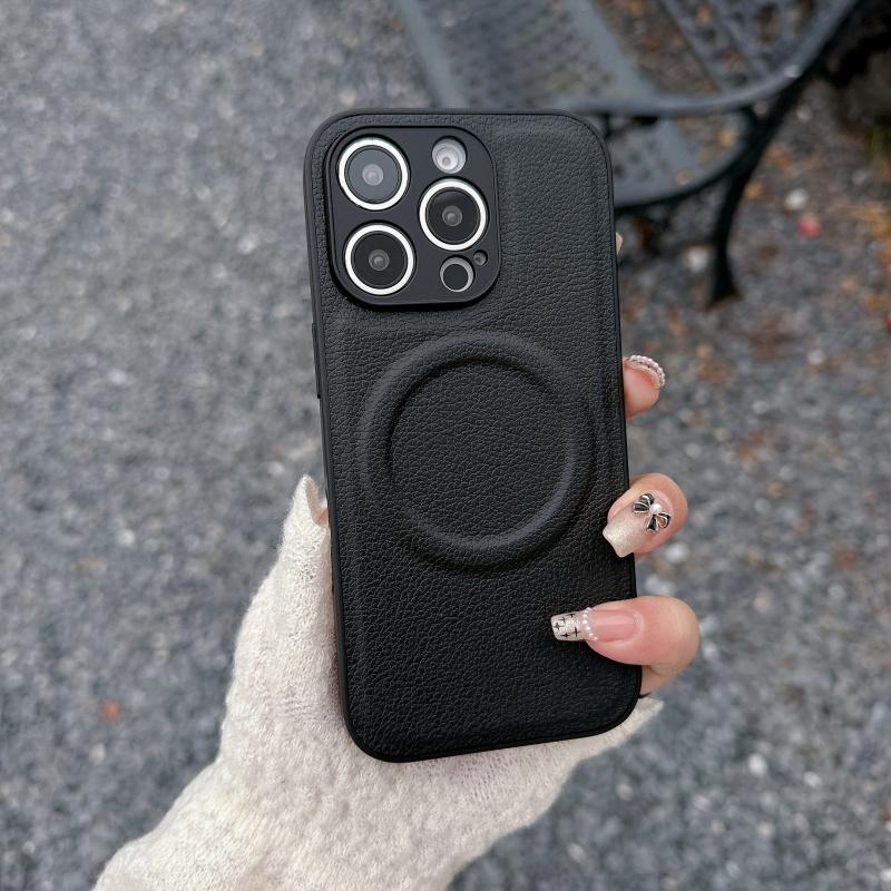 Luxury Leather Wireless Charging Magnetic For Magsafe Case For Apple iPhone 16 15 14 13 12 Pro Max Plus Camera Proteciton Cover