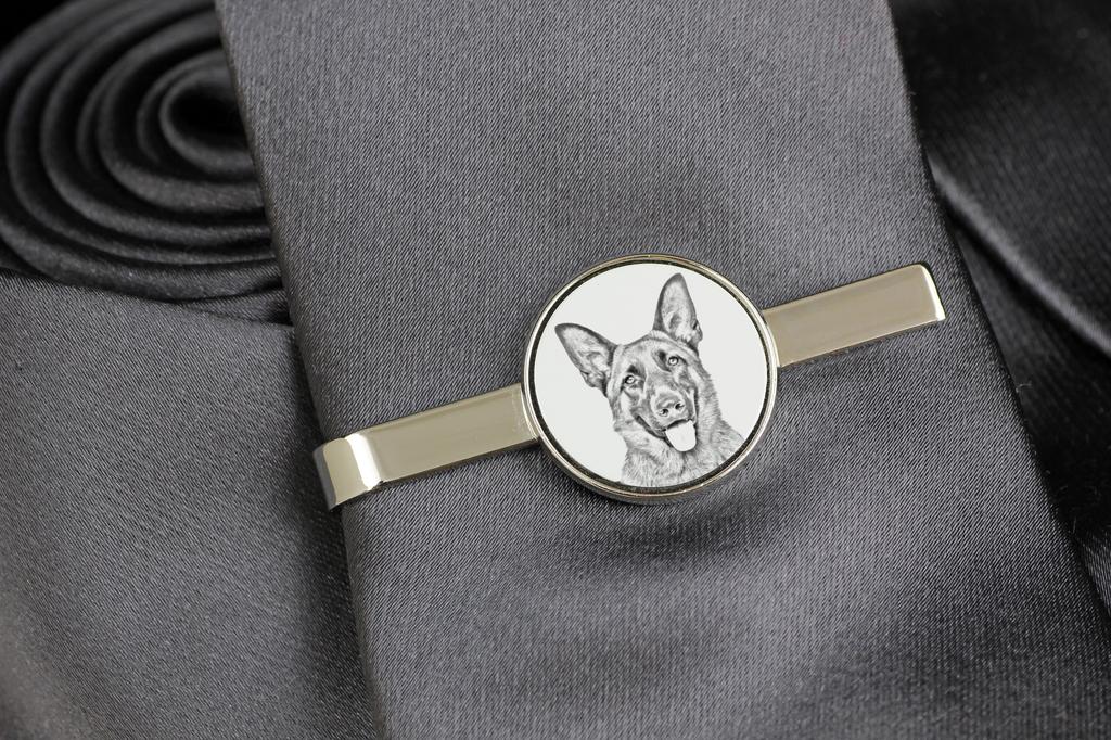German Shepherd Dog, Alsatian Wolf Dog - tie clip with a dog, personalized tie clip, a unique gift for a man from the Art-Dog brand